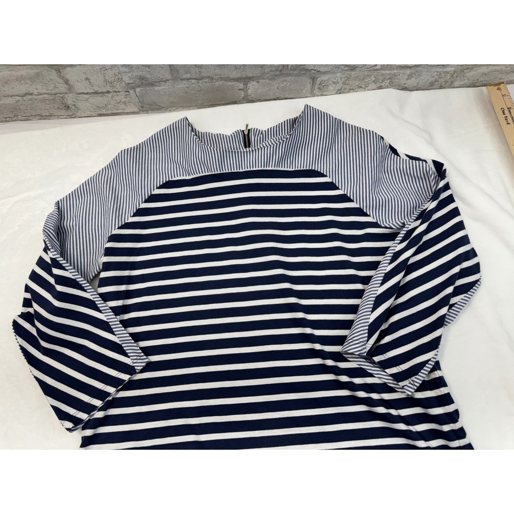 Vineyard Vines Tee Top Womens Large Blue White Nautical Striped Zipper Back - Picture 3 of 10